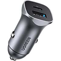 UGREEN Cargador Coche USB Tipo C- PD 3.0 y QC 3.0 Cargador Móvil Rápido- Cargador Móvil Coche USB Aluminio para iPhone…